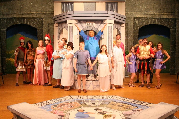 full ensemble in final scene of a funny thing happened on the way to the forum